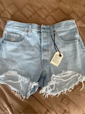 Levi’s 501 Light Wash Distressed Denim Shorts